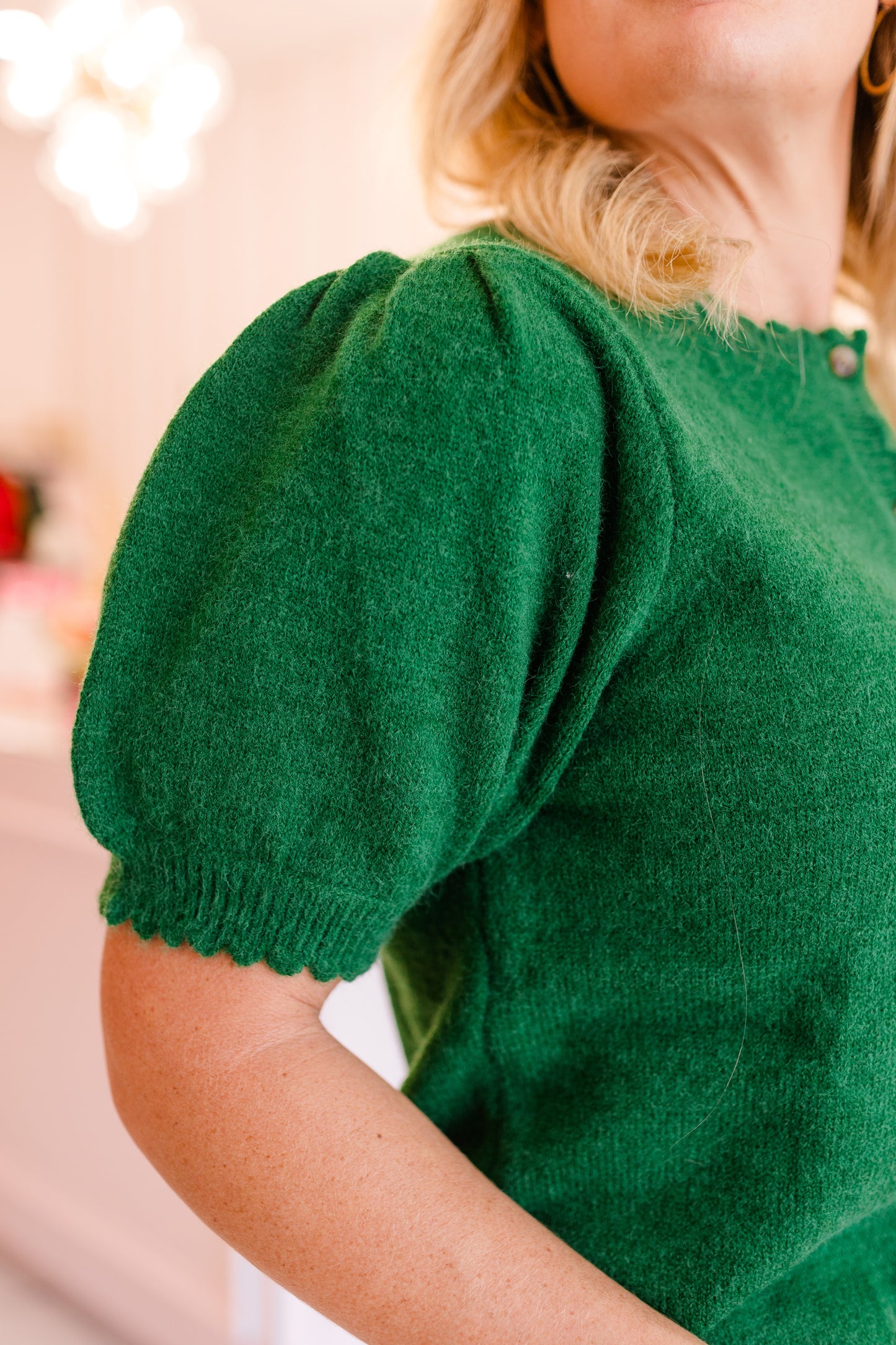 Evergreen Scallop Cardigan