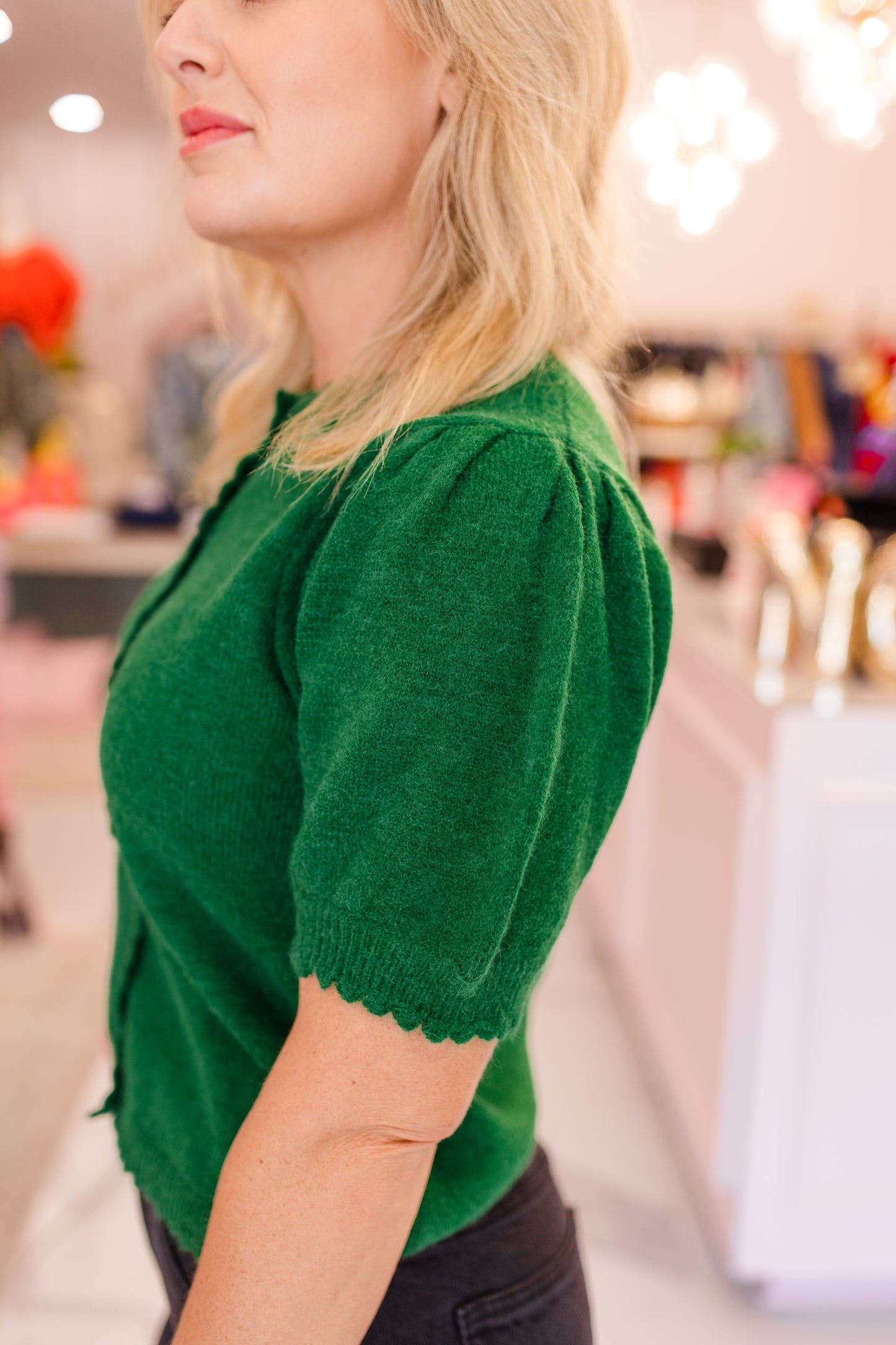 Evergreen Scallop Cardigan
