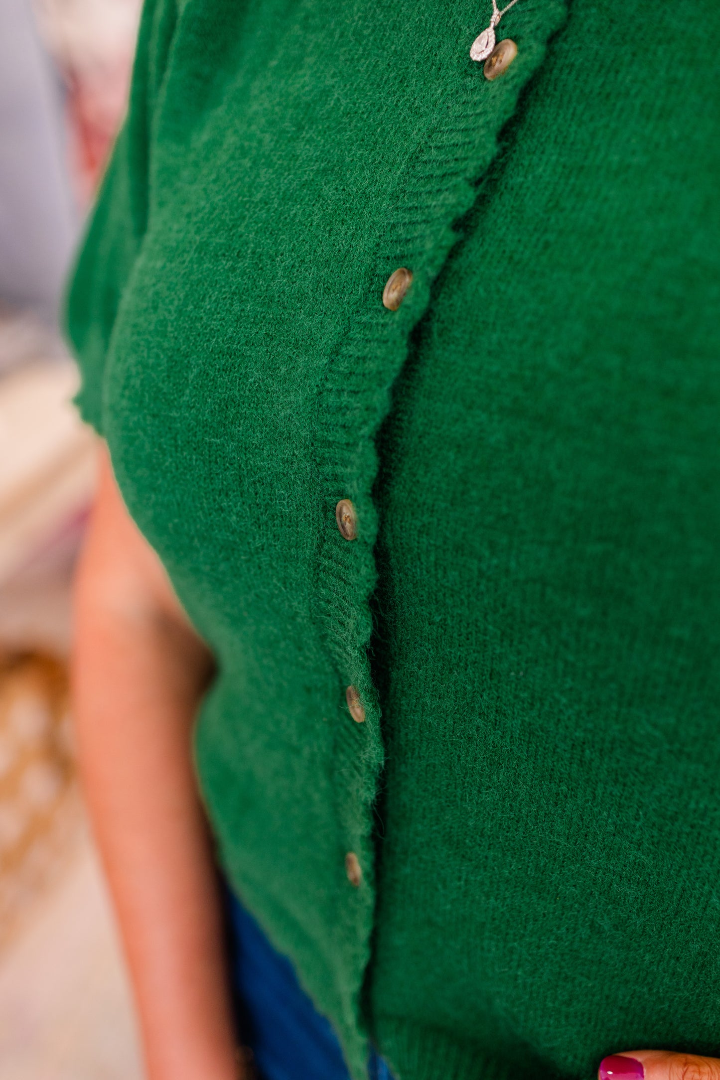 Evergreen Scallop Cardigan