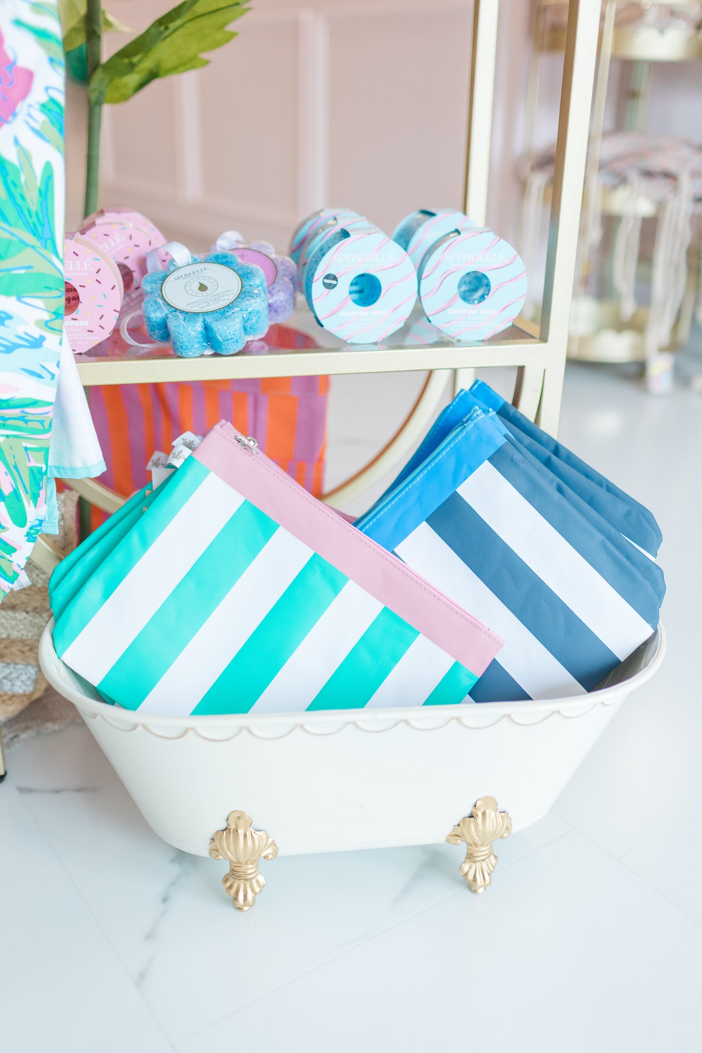 San Blas Stripe Wet/Dry Bag in Emerald & Pink