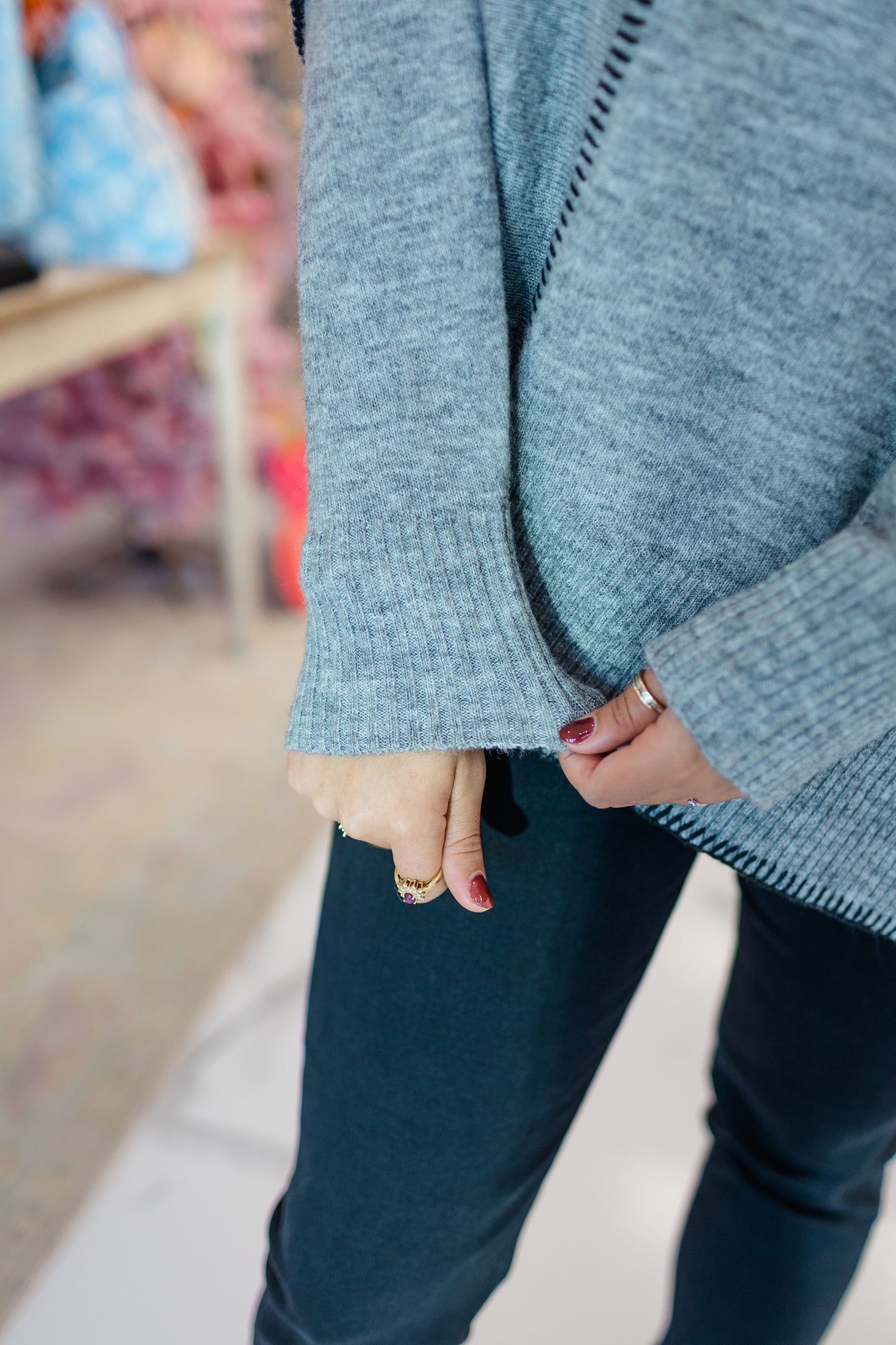 Stitch Detail Funnel Sweater