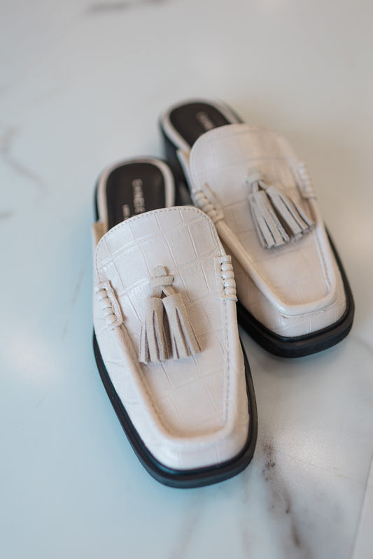 Ivory Luxe Tassel Mule