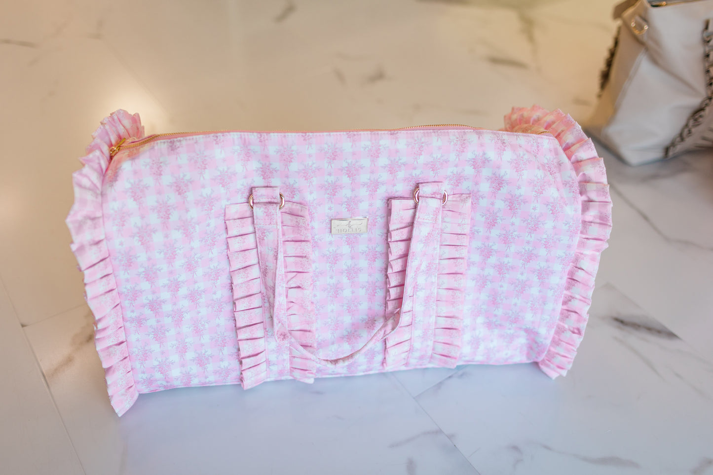 Ruffled Nylon Weekender | Pink