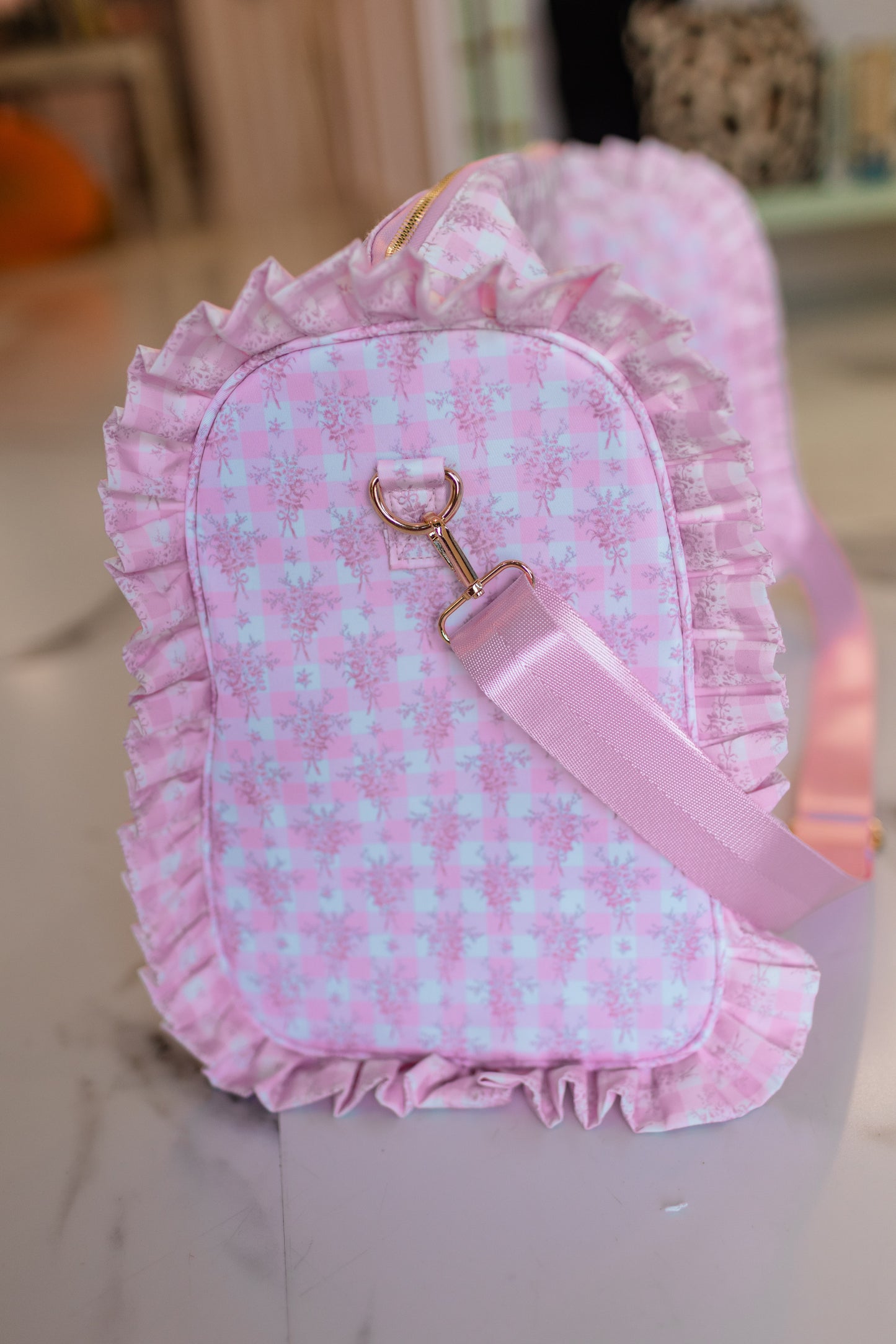 Ruffled Nylon Weekender | Pink