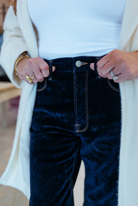 Good Icon Straight Velvet Denim Jeans