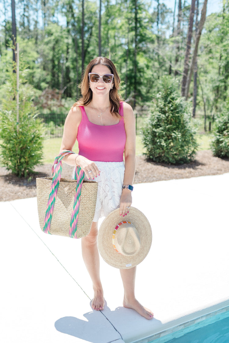 Exuma Straw Tote - Pink