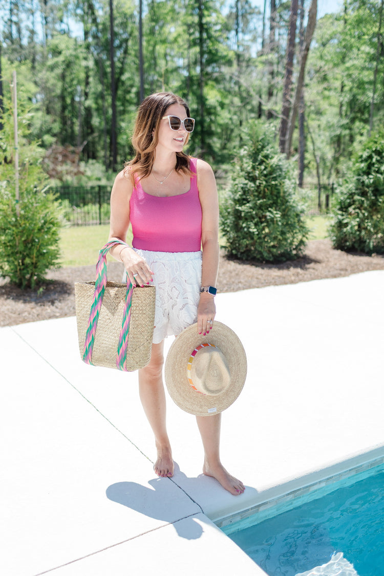 Exuma Straw Tote - Pink