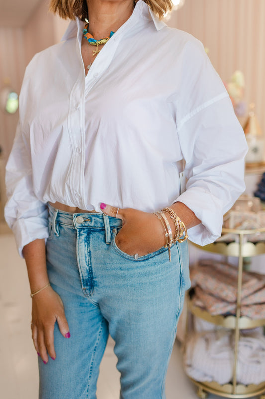 Coastal White Button-Up