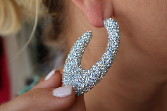 Beaded Crystal Hoops - Large