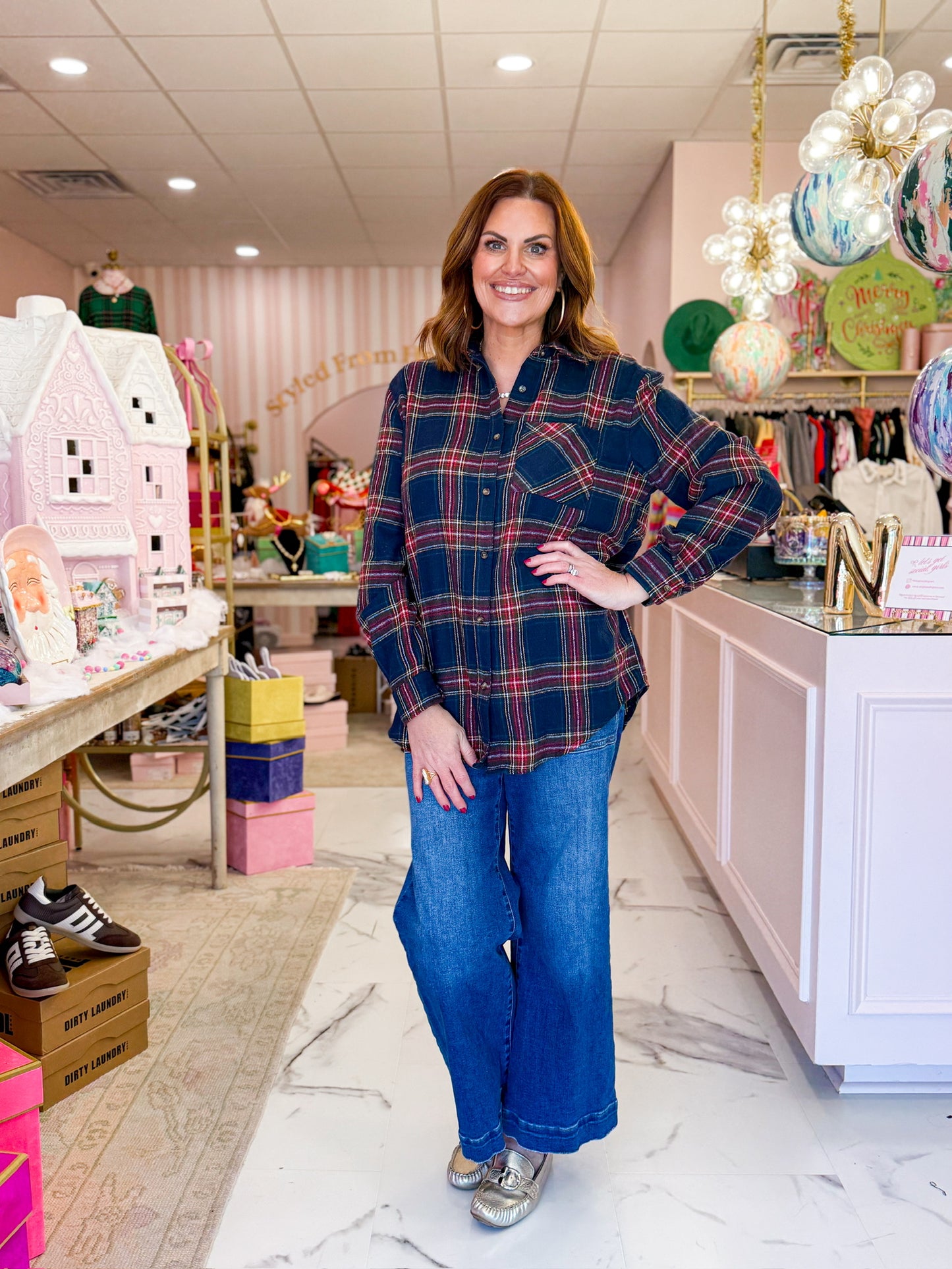 Blue Ribbon Plaid Top
