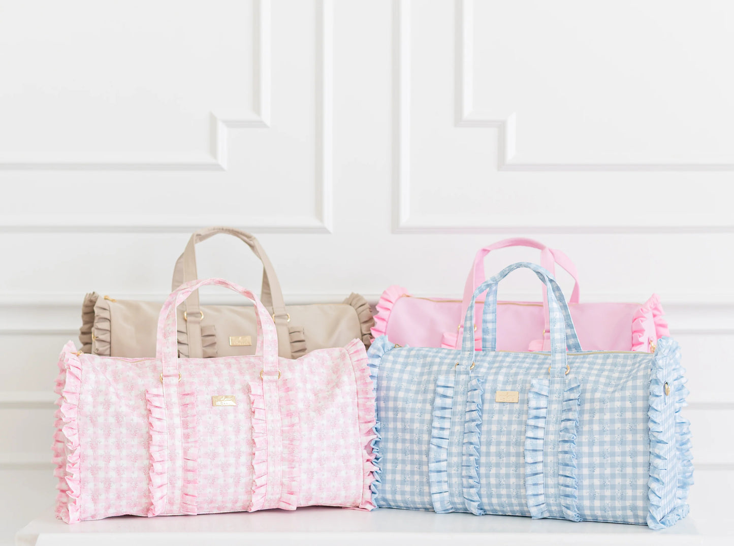 Ruffled Nylon Weekender | Nude