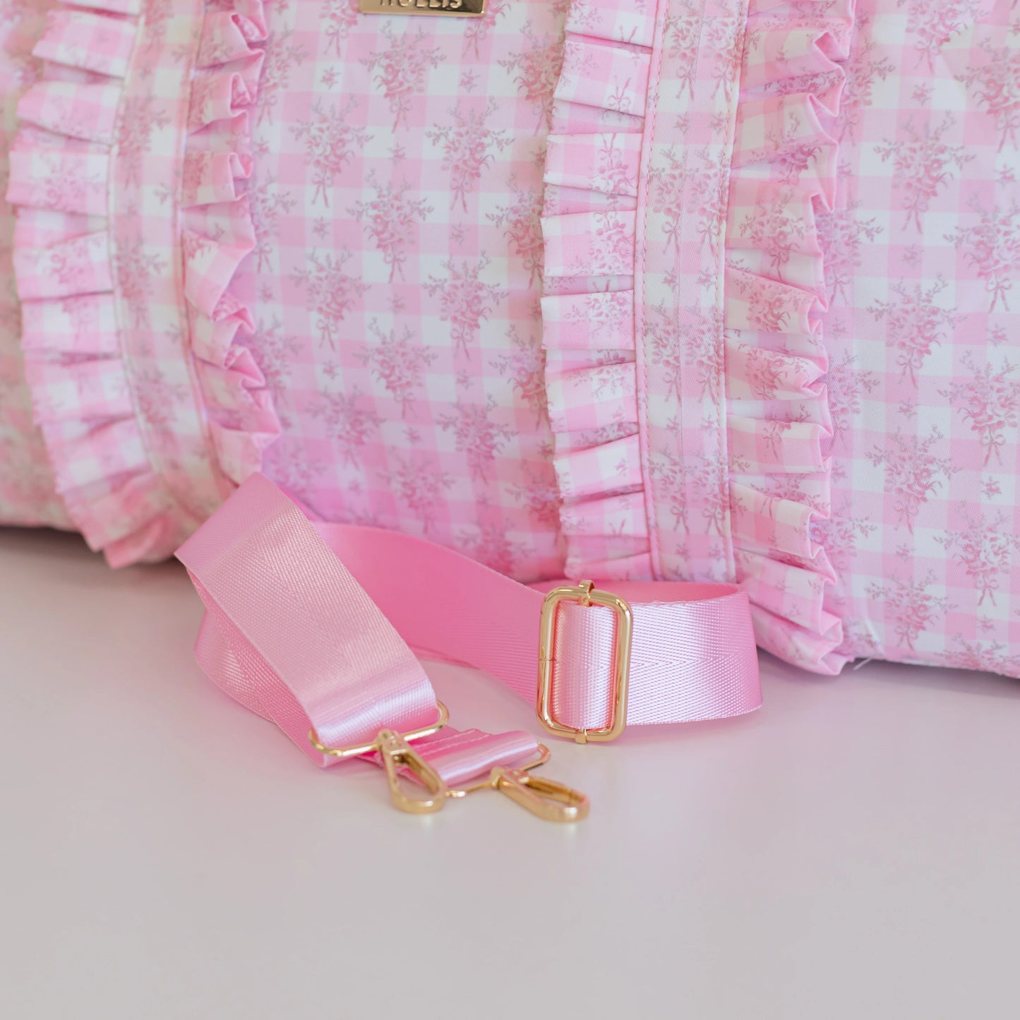Ruffled Nylon Weekender | Nude
