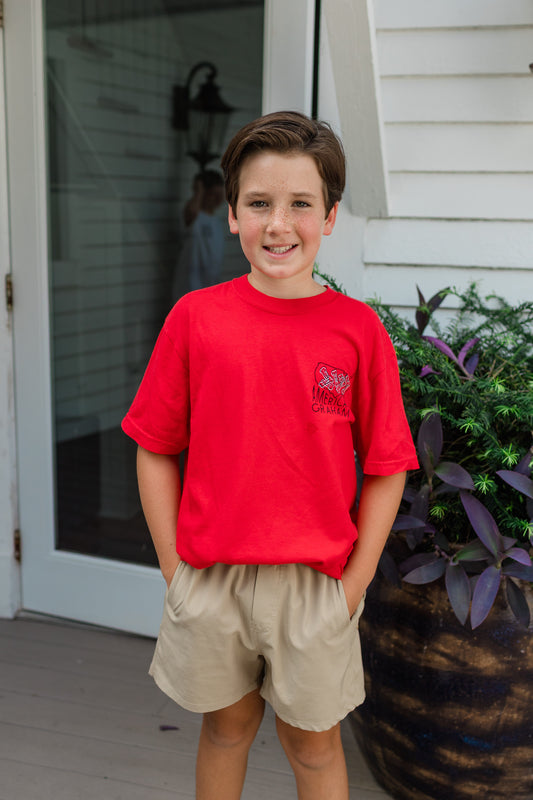 Here come the BOOM bulldog comfort tee/ Red