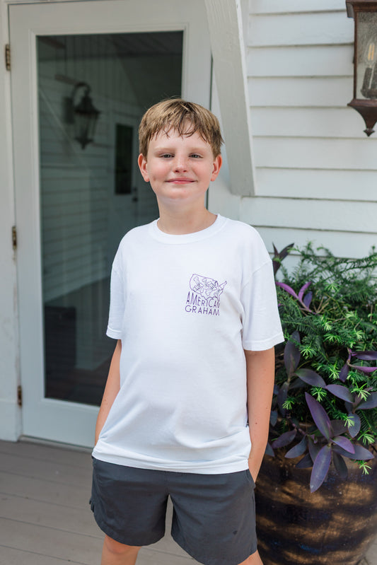 Here come the BOOM bulldog comfort tee/ White