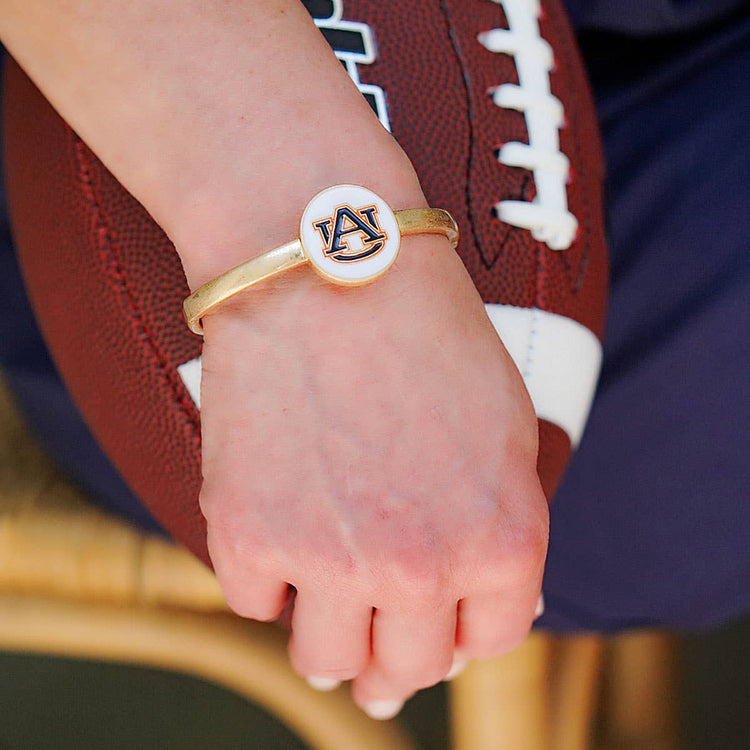 Auburn Tigers Enamel Statement Hinge Bangle in White