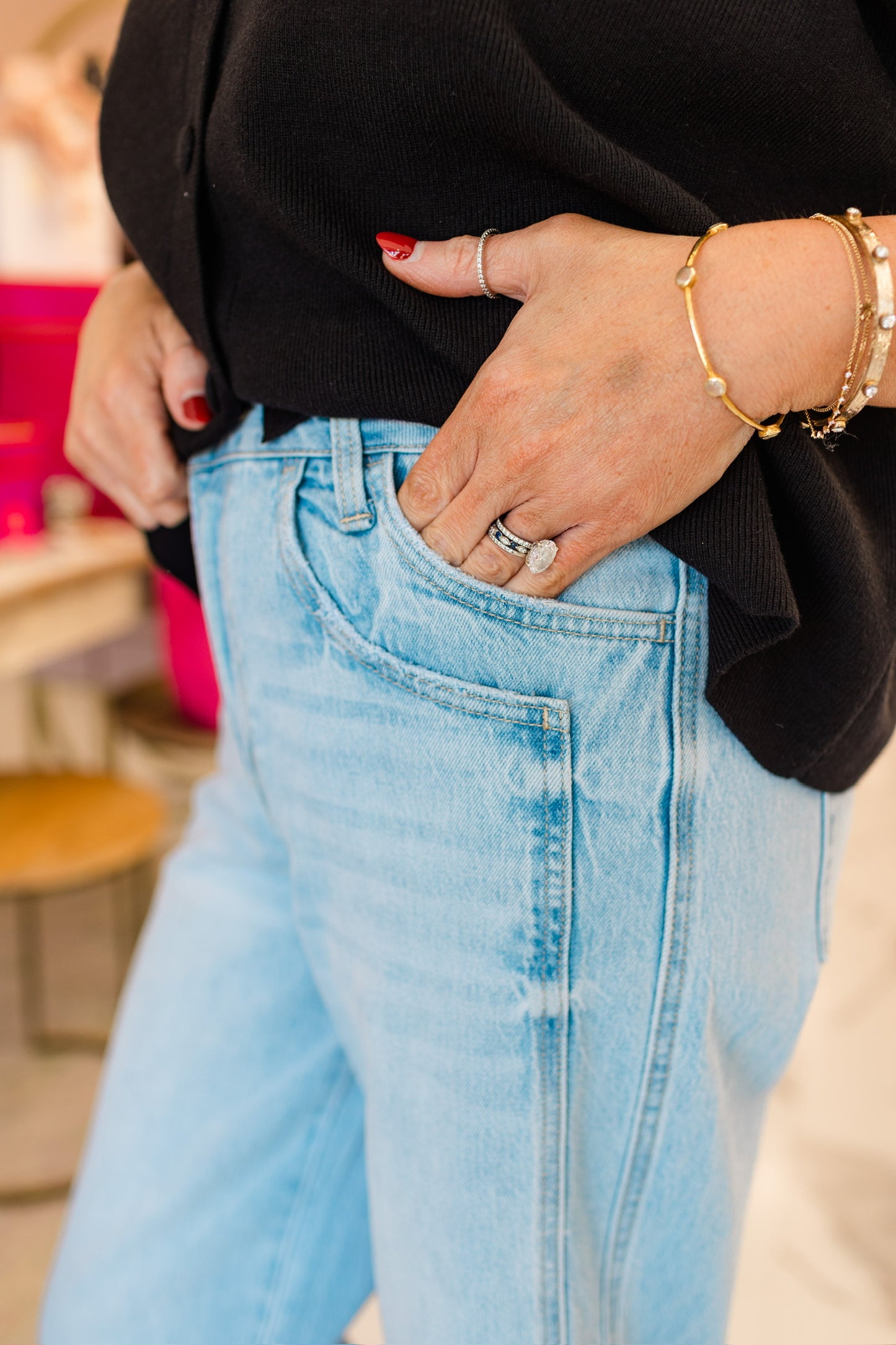 Super High Rise Light Wash Cuffed Baggy Wide Jeans