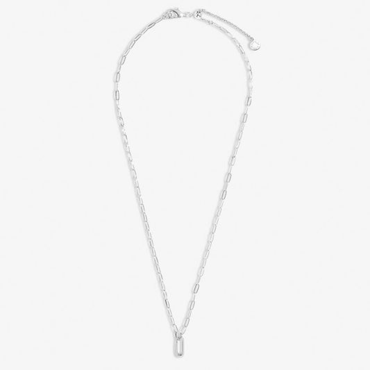 1 Charm Clasp Paperclip Chain Necklace In Silver Plating