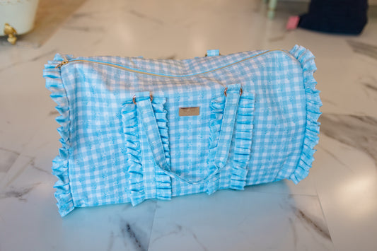 Ruffled Nylon Weekender | Blue