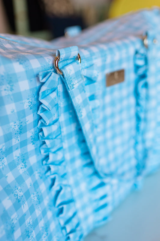 Ruffled Nylon Weekender | Blue