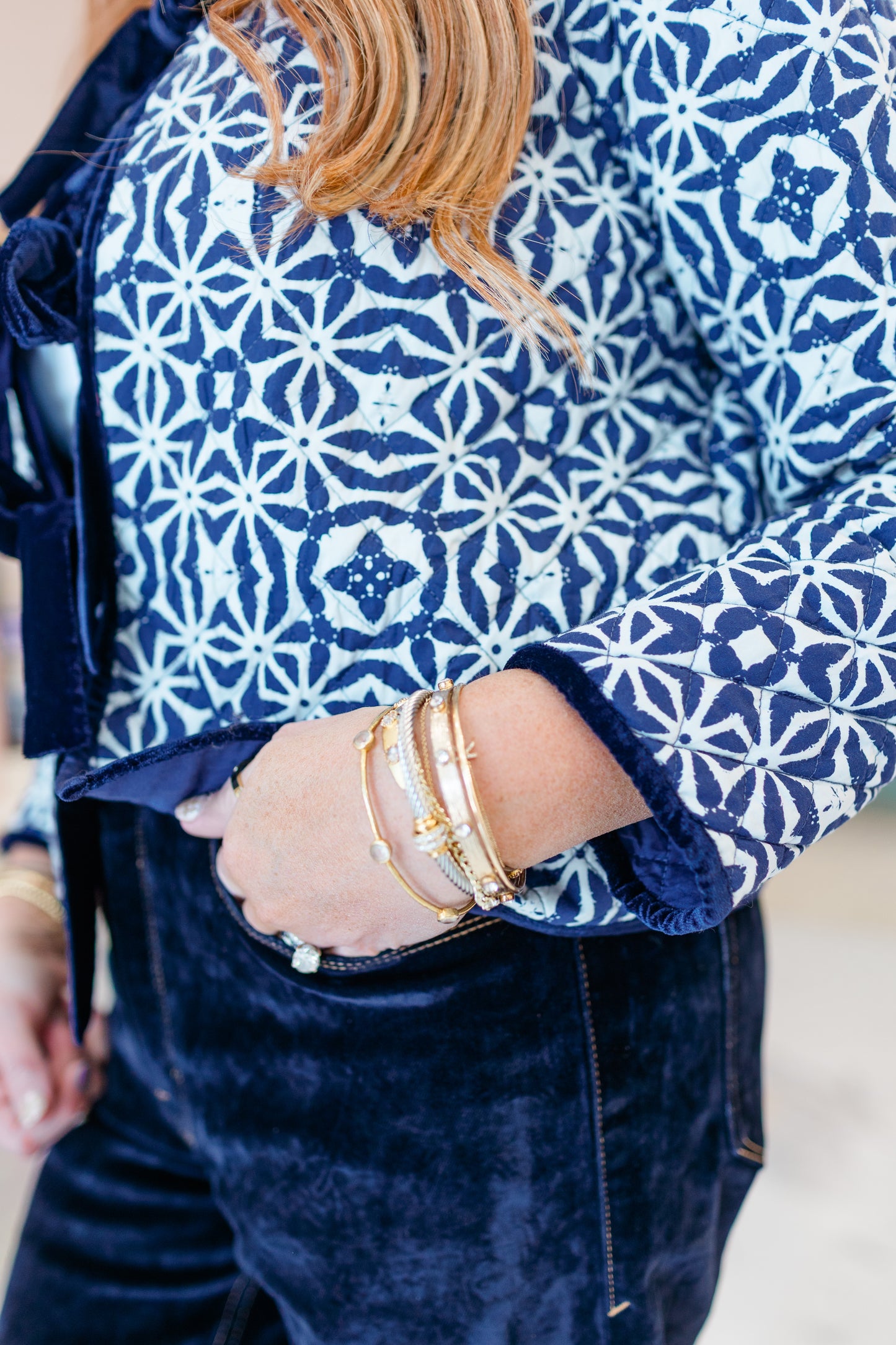Good Icon Straight Velvet Denim Jeans