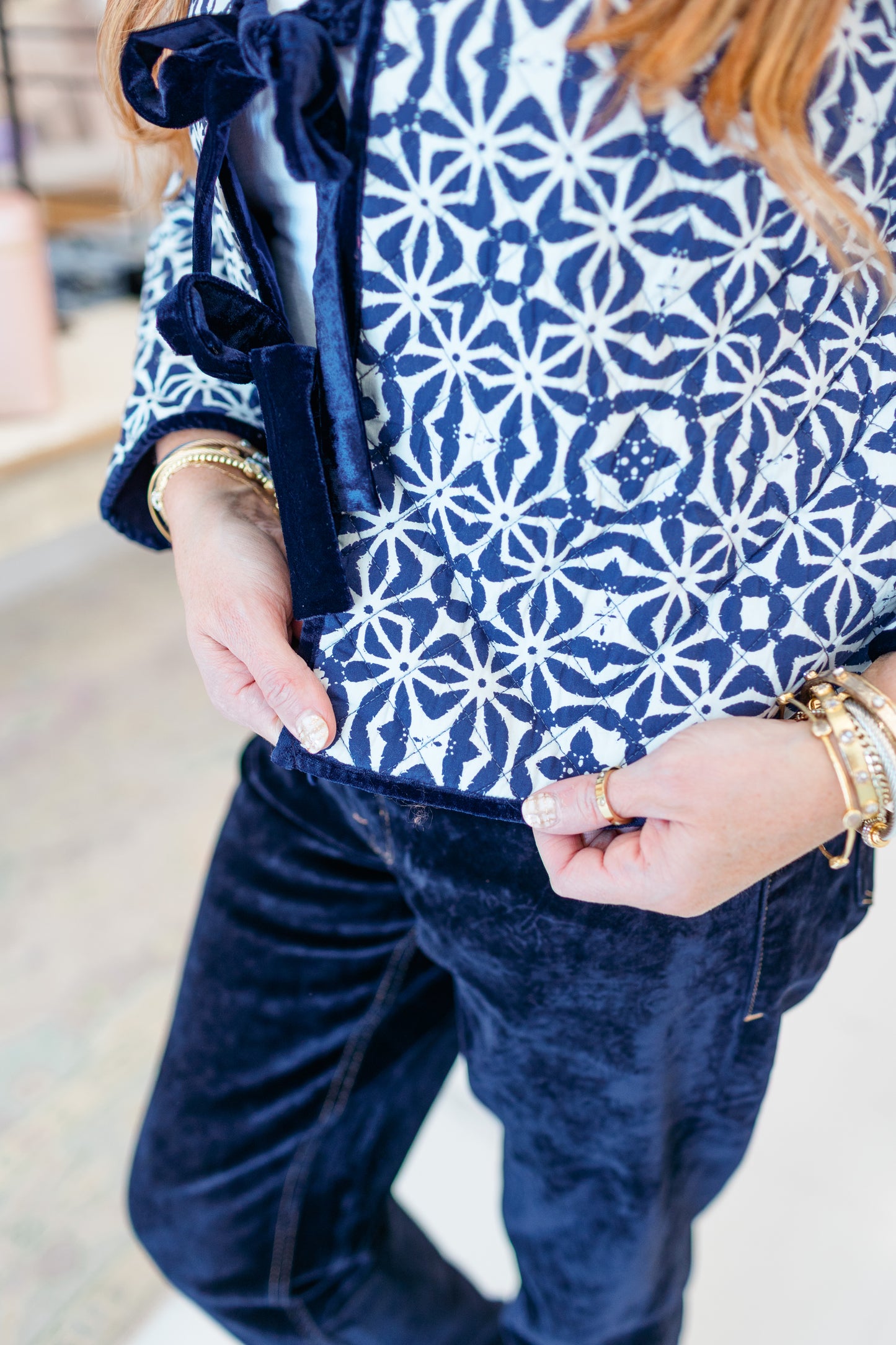 Good Icon Straight Velvet Denim Jeans