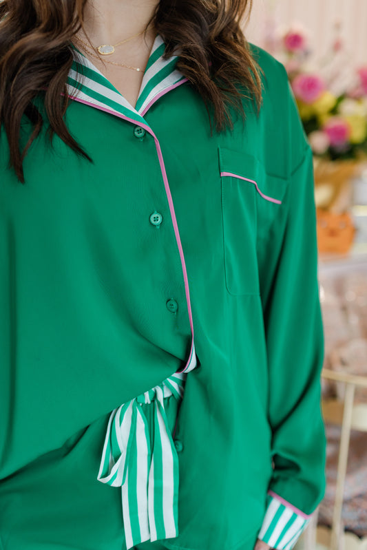 Green Breeze Stripe Pajama Set