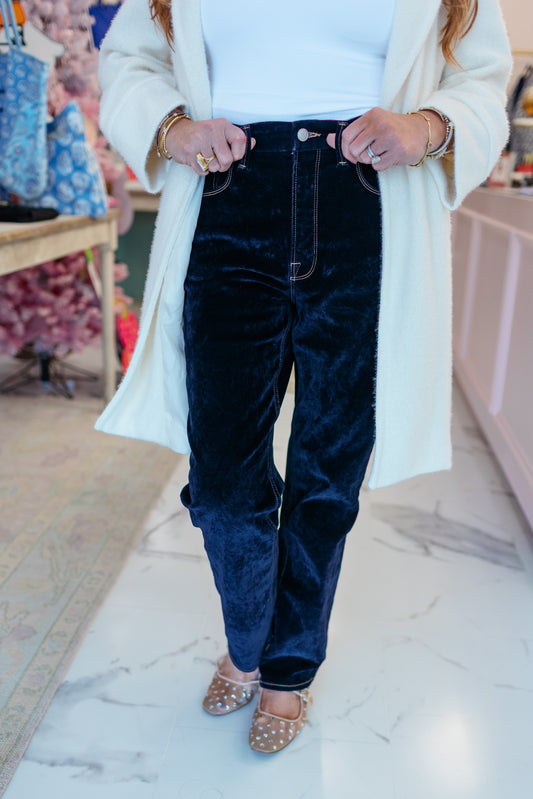 Good Icon Straight Velvet Denim Jeans