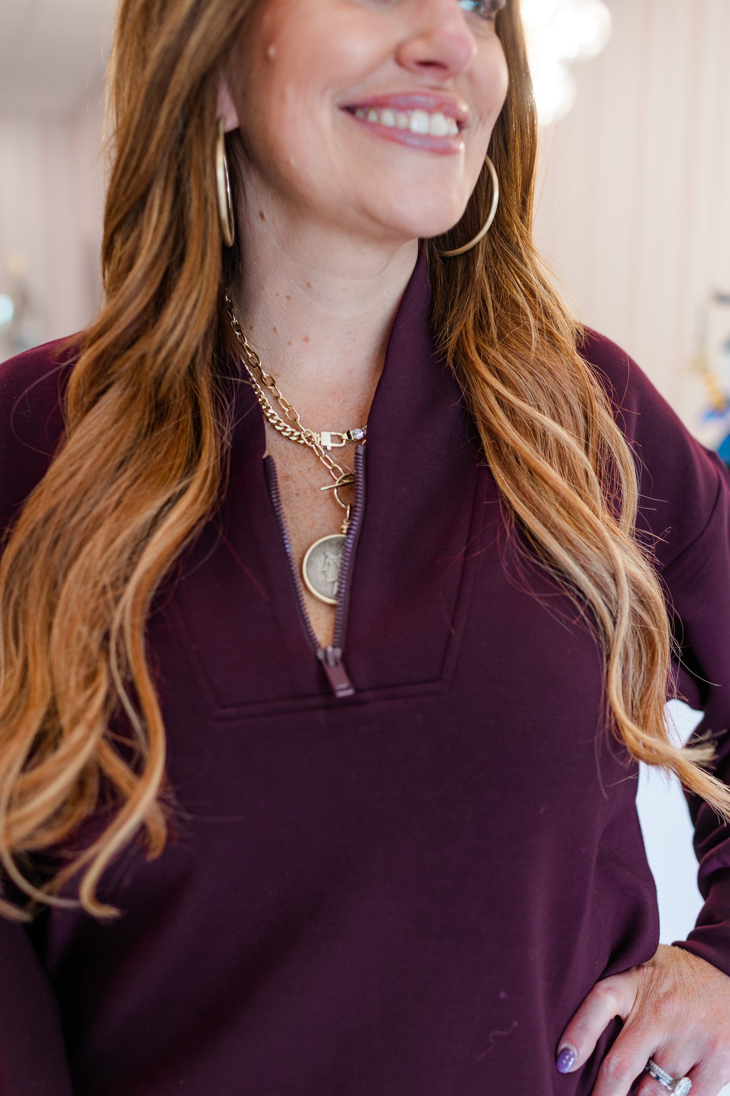 Bordeaux Luxe Half-Zip Set