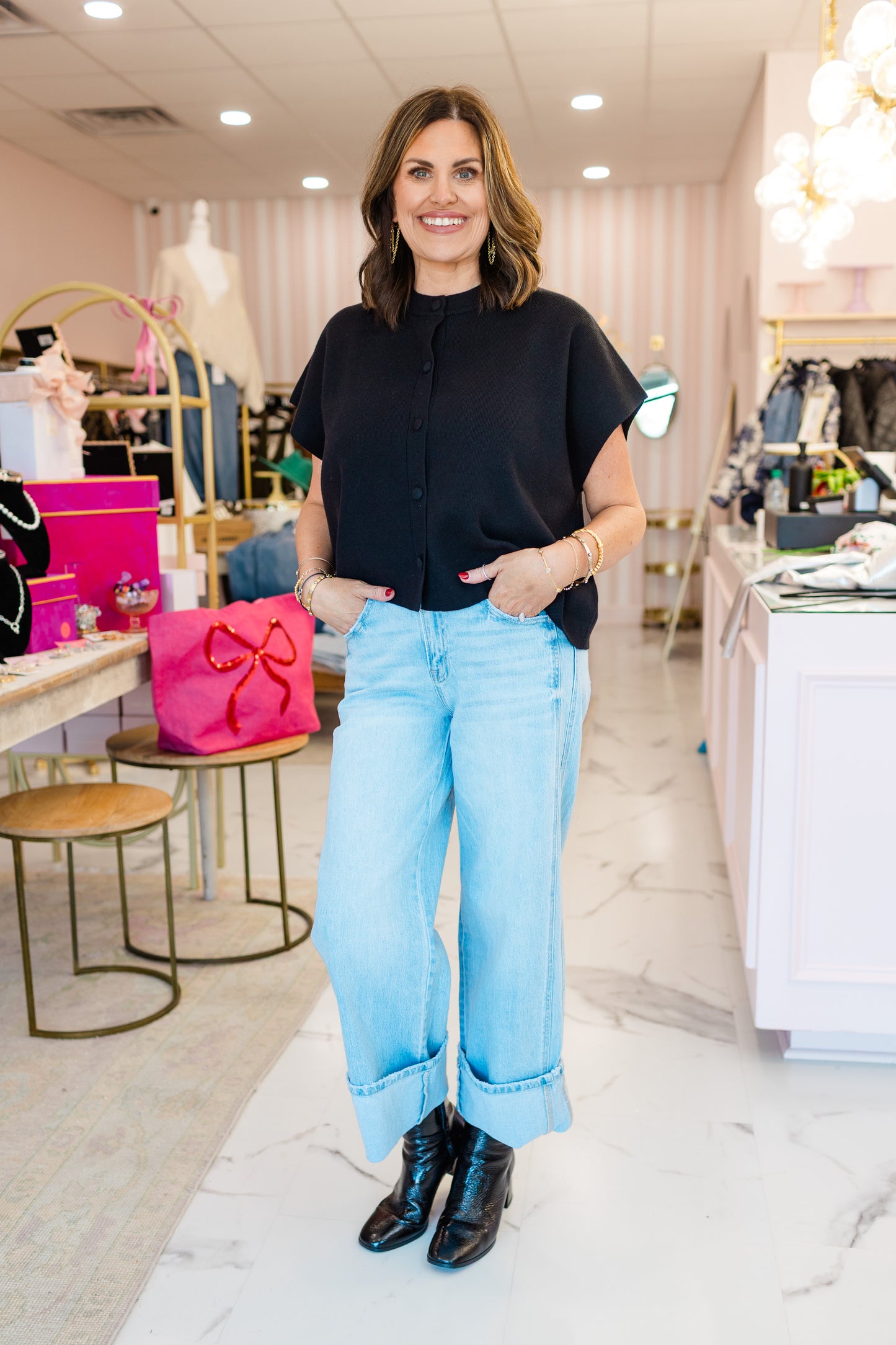 The Everly Button Knit Top