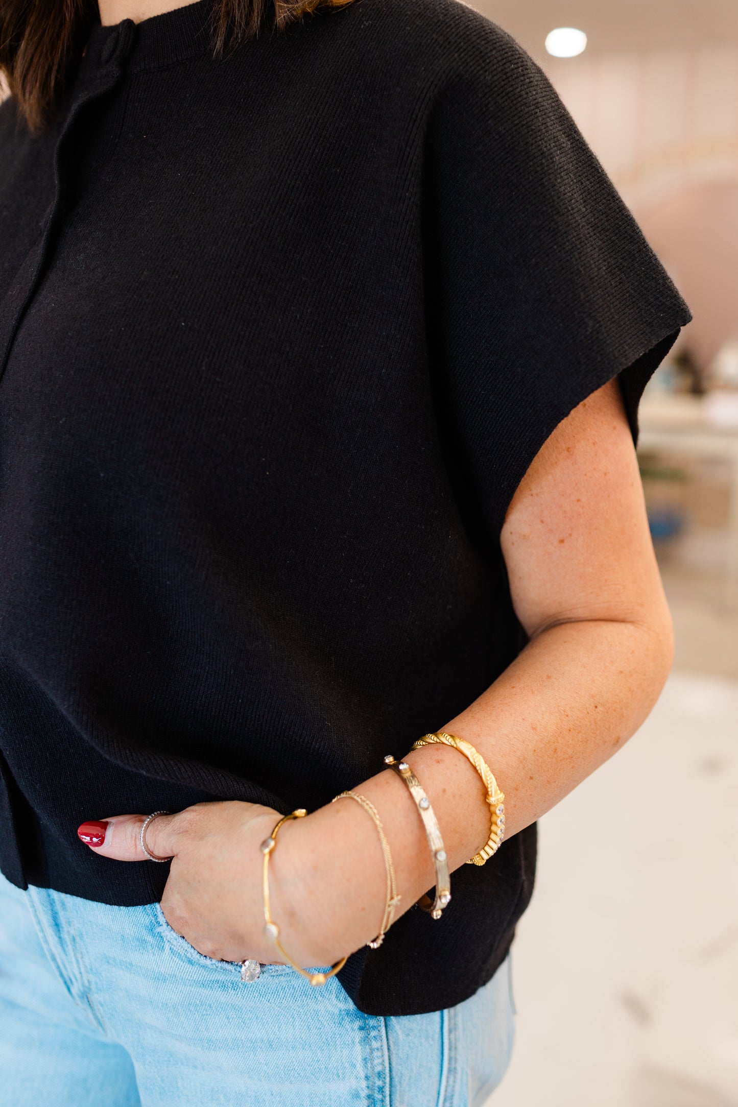 The Everly Button Knit Top