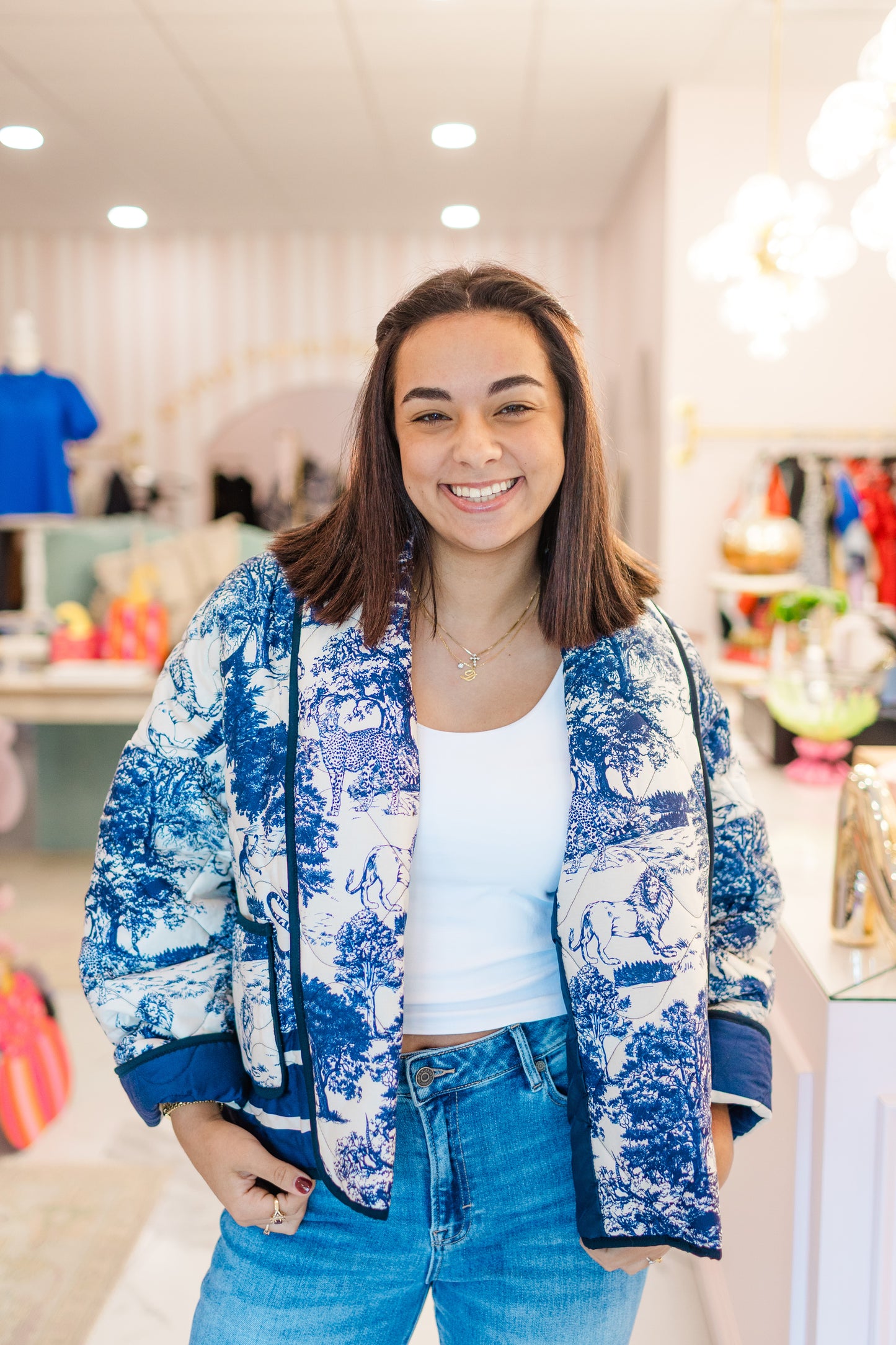 Toile Print Quilted Jacket