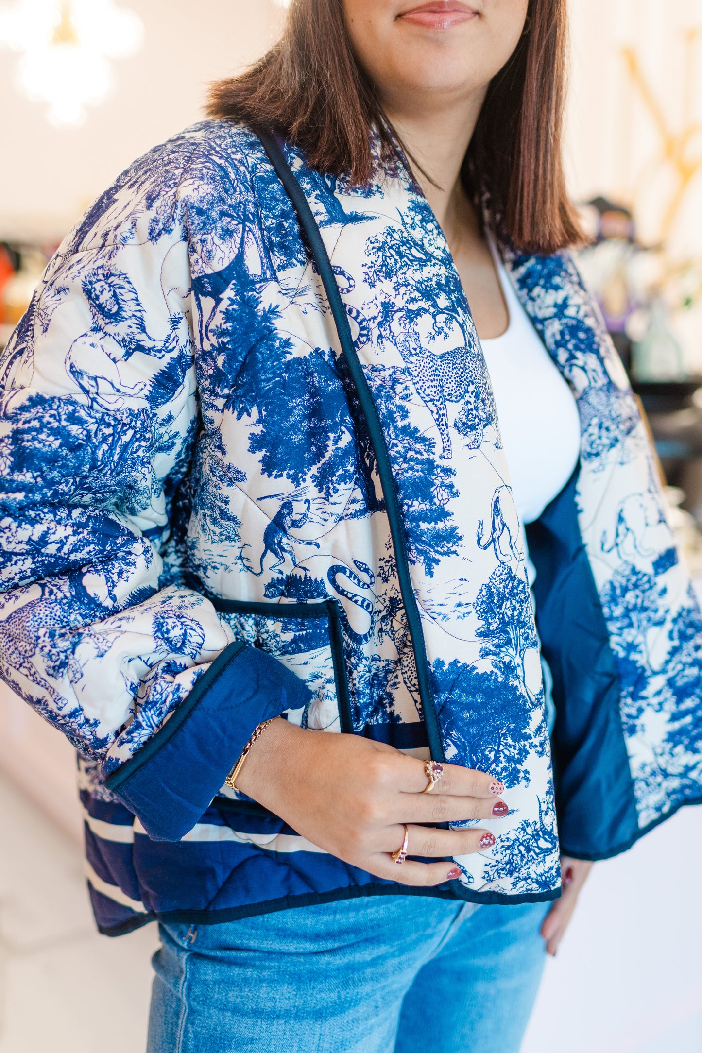 Toile Print Quilted Jacket