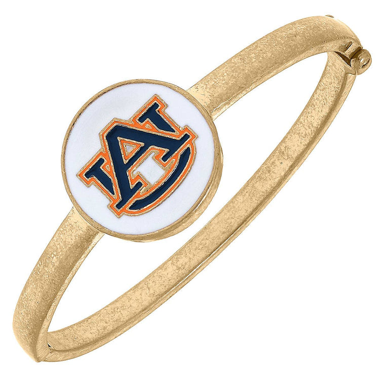 Auburn Tigers Enamel Statement Hinge Bangle in White