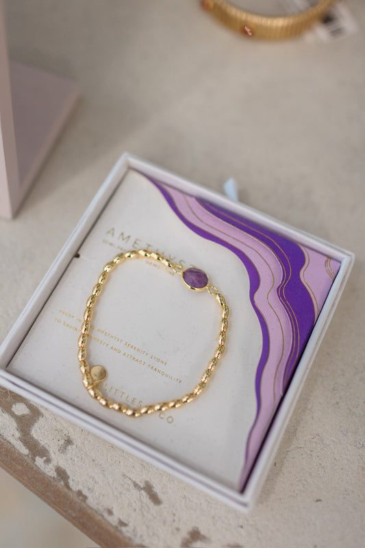 Serenity Stones Amethyst Bracelet In Gold-Tone Plating