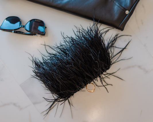 Black Ostrich Bag