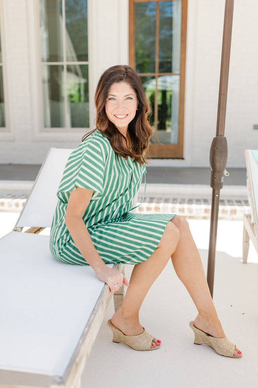 Green & White Cove Dress