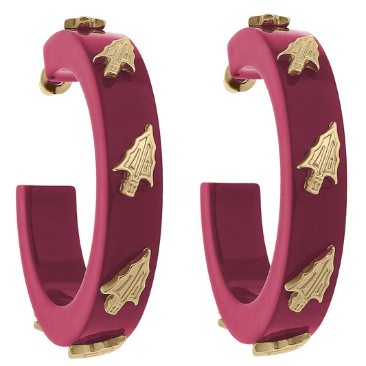 Florida State Seminoles Resin Logo Hoop Earrings in Garnet