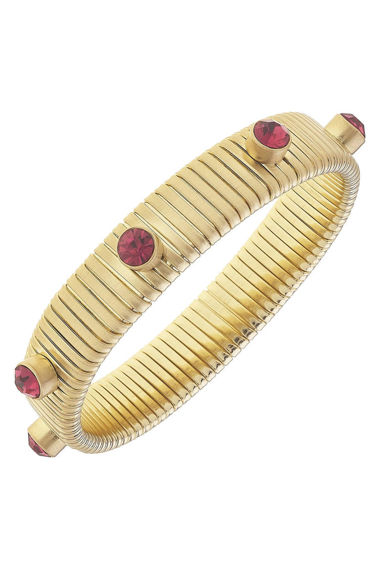 Winston Rhinestone Watchband Bangle: Red