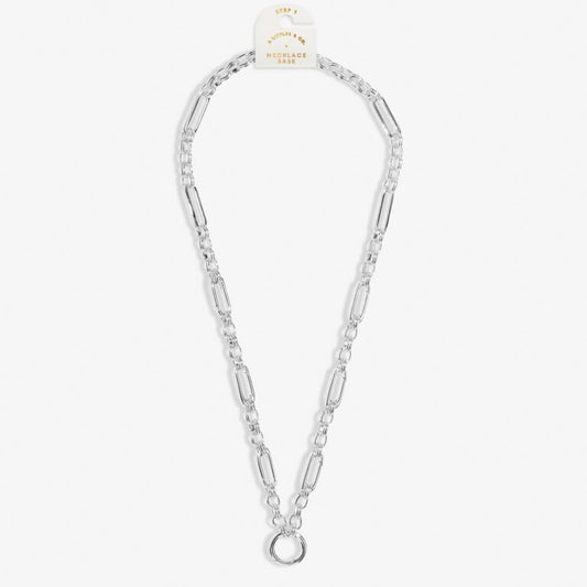 7 Charm Clasps Chunky Oval Chain Necklace in Silver Plating