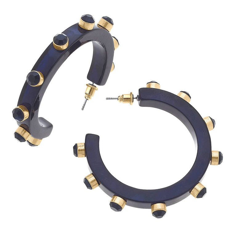 Renee Resin and Rhinestone Hoop Earrings: Orange