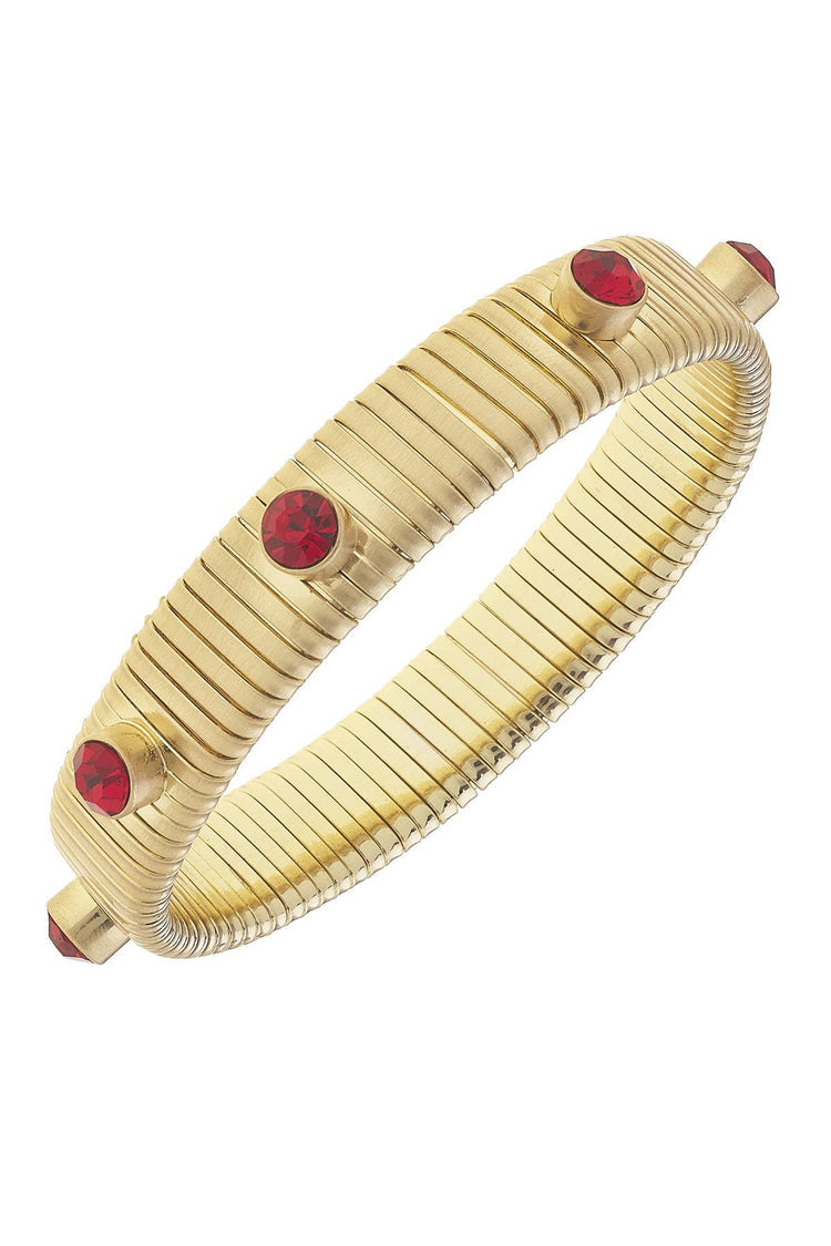 Winston Rhinestone Watchband Bangle: Red