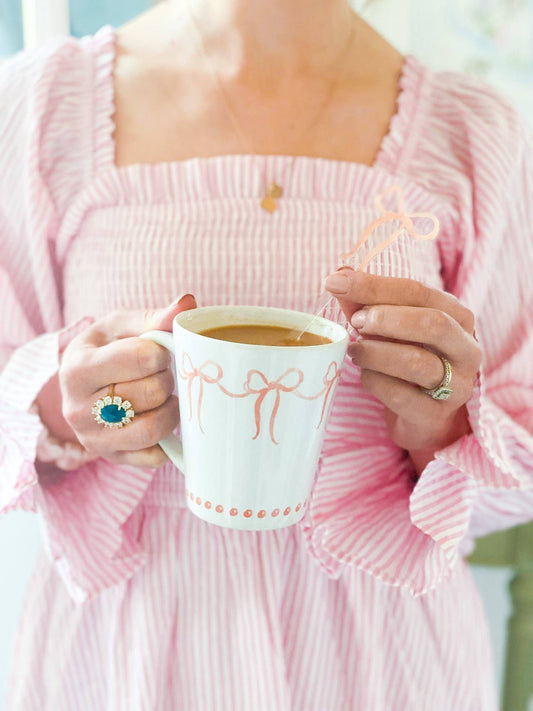 French Bows Watercolor Latte Mug