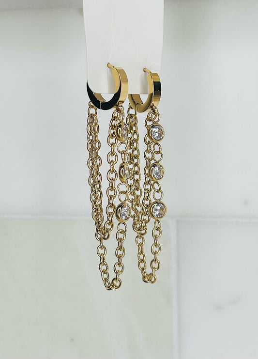 Chain-link Gold Hoop Earings