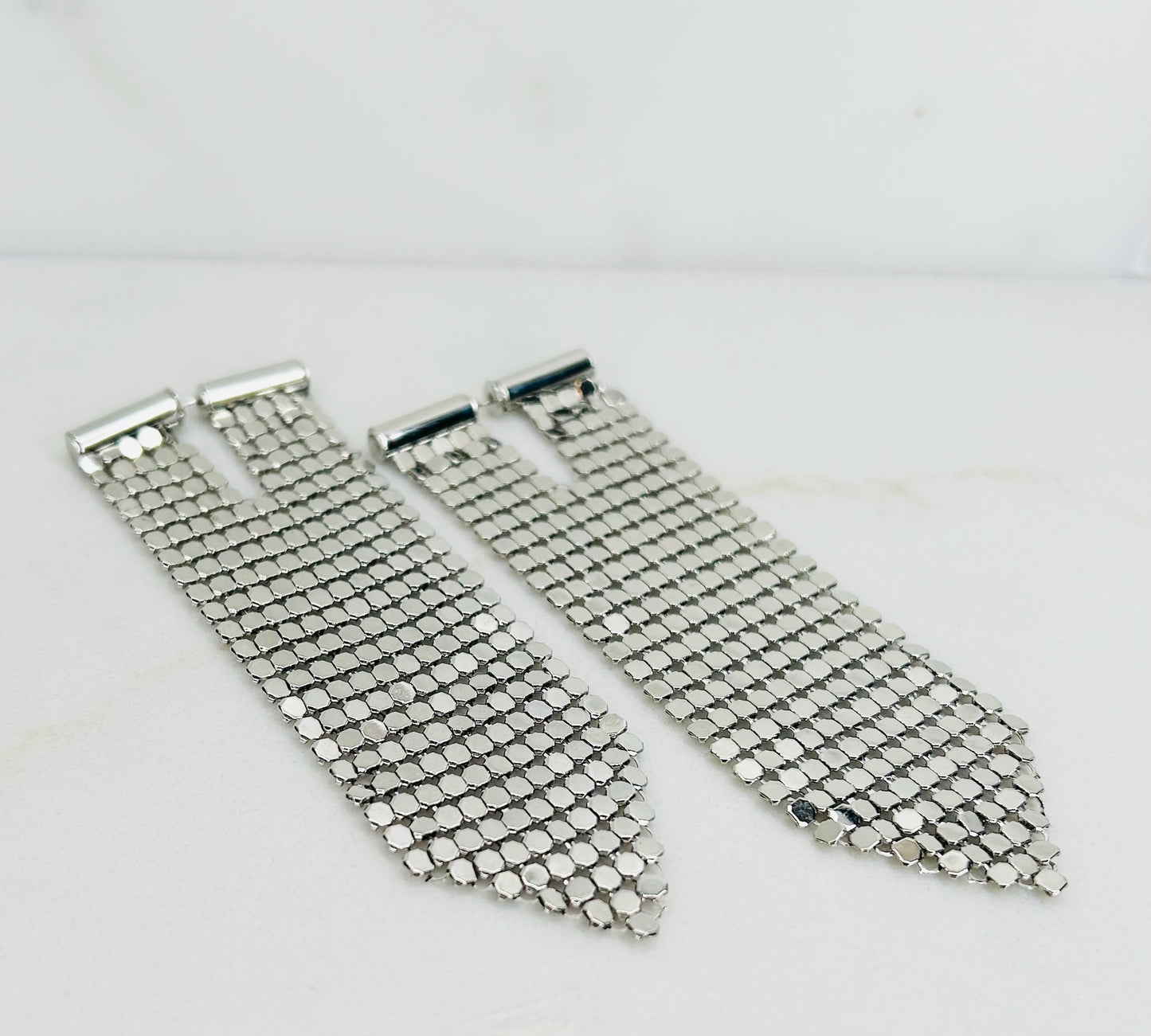 Silver Disco Fringe Earrings