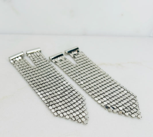 Silver Disco Fringe Earrings