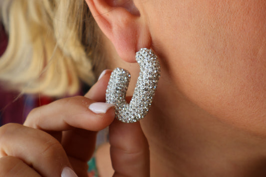 Beaded Crystal Hoops - Small