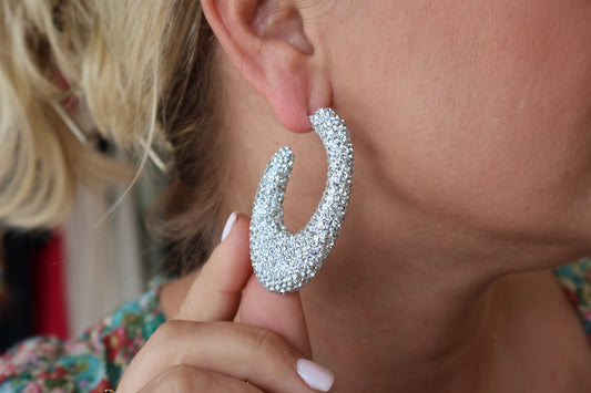 Beaded Crystal Hoops - Large
