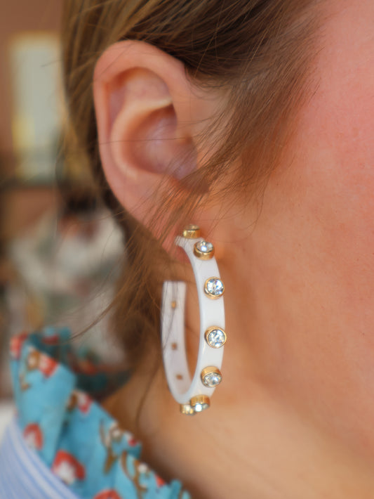 White Crystal Halo Hoops
