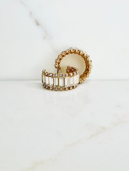 Cystal Rhinestone Baguette Hoop Earrings