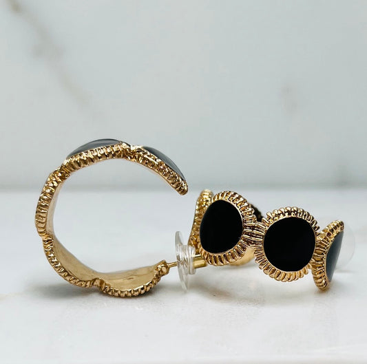 Black Disc Hoop Earrings